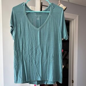 American Eagle Outfitters Teal Short Sleeve V-Neck Tee